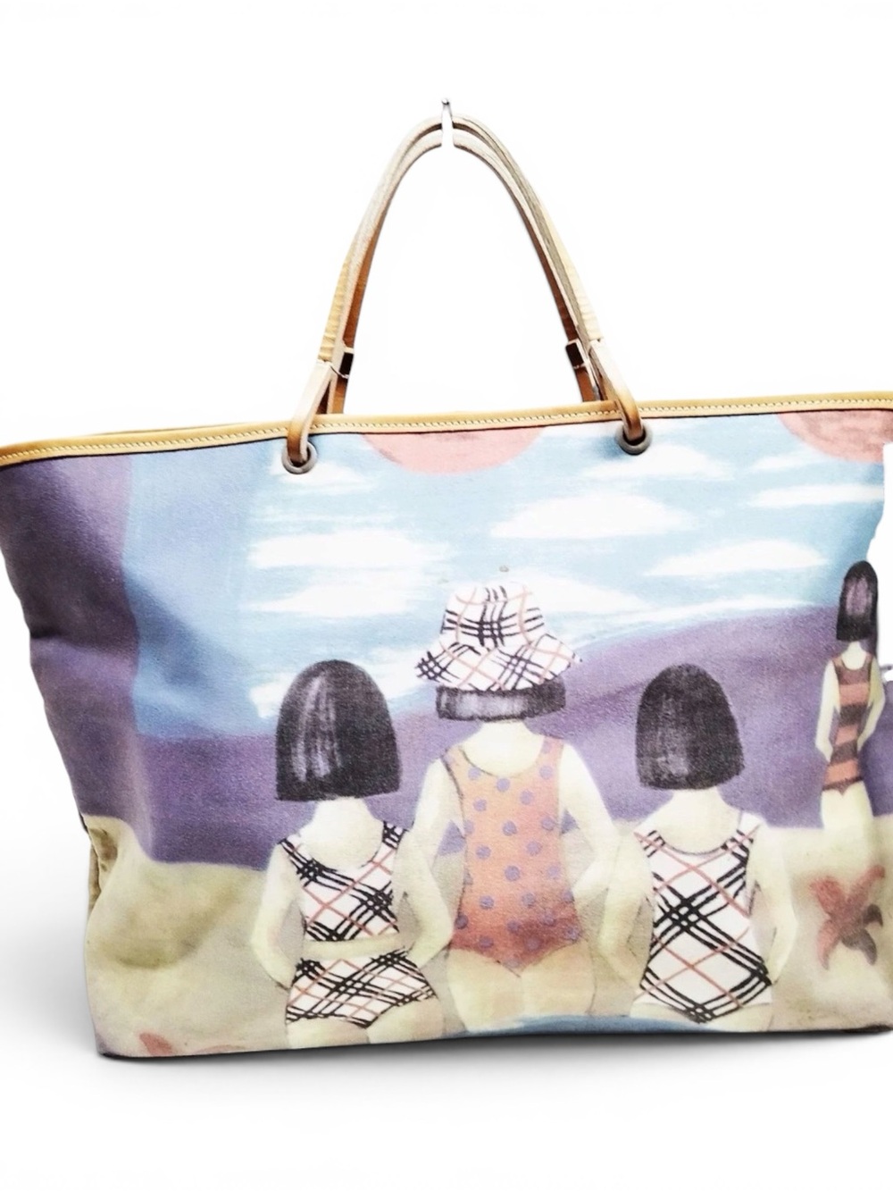 Burberry London Pastel Beach Illustration Canvas Tote - Picture 2 of 9